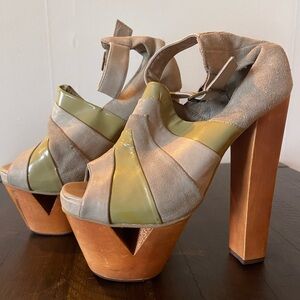 Jeffrey Campbell Green and Baby Blue Platform Heels